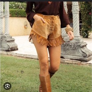 CU Velvet and Suede Tassel Shorts